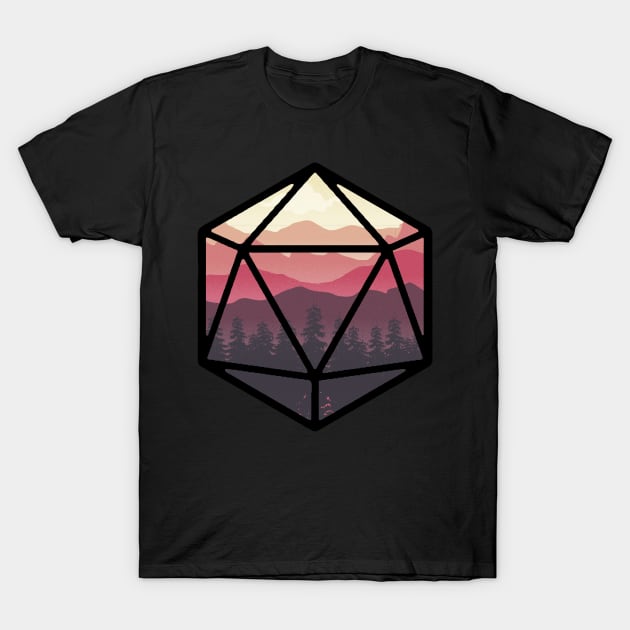 Fire Sunset D20 T-Shirt by MimicGaming